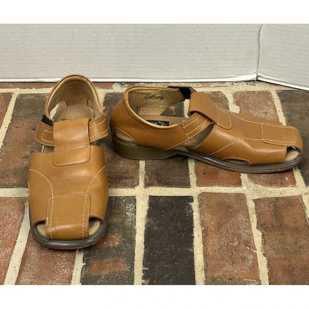 Brown Tan Leather‎ Sandals Closed Toe Casual Fridays Fisherman Shoes Men's 9